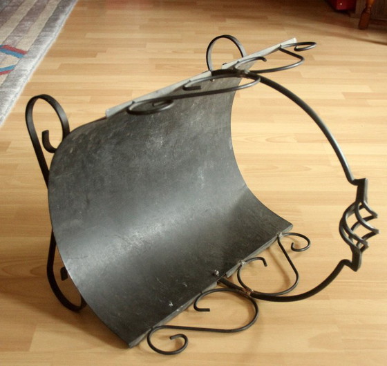 Image 1 of Panier à bûches en fer forgé fait main - Vintage