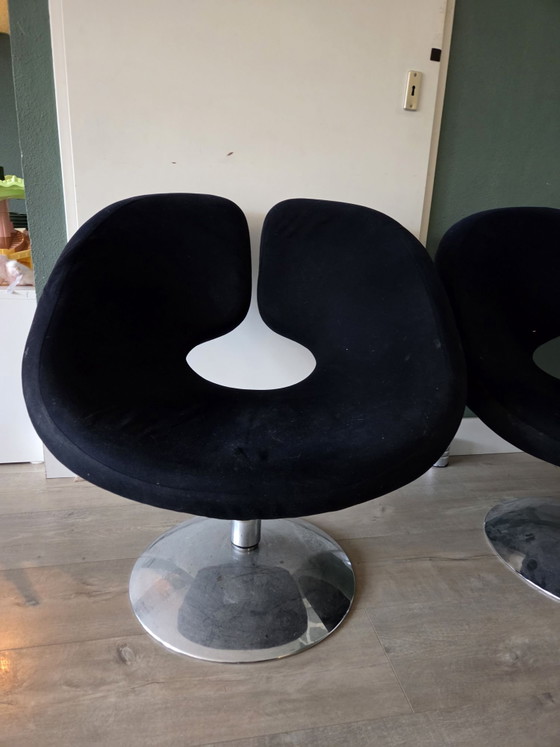 2x Design Stühle, Sessel, Metall, Stoff, Schwarz (Foto 3 von 6)