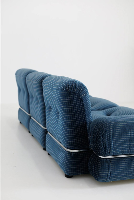 Image 1 of Blauw Fluwelen Vintage Modulaire Sofa - Italië, Jaren '70