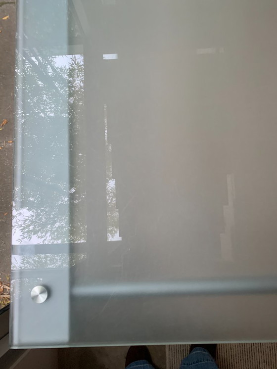 Image 1 of Aluminum table with glass top