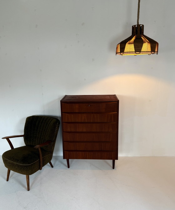 Image 1 of Vintage hanglamp in wol & riet ‘60