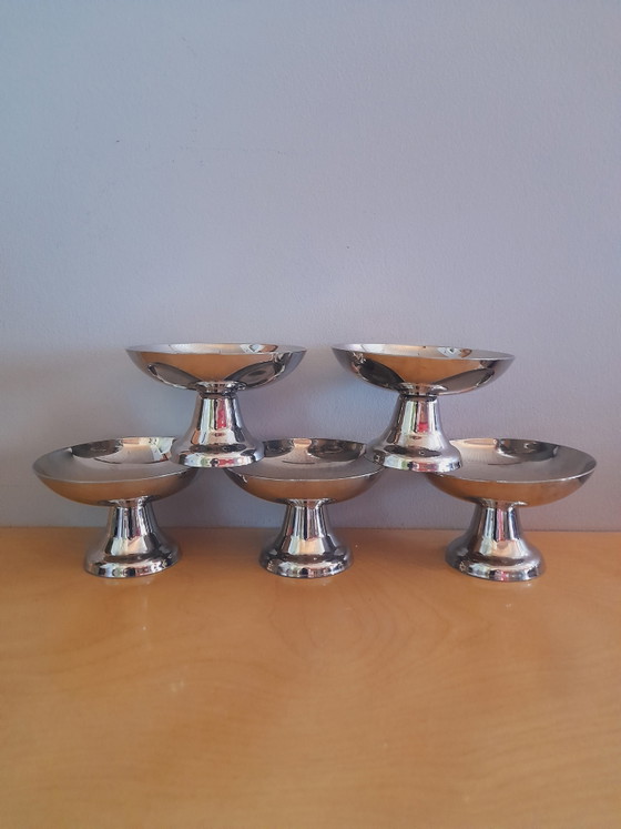 Image 1 of Eis-/Dessertschalen aus Edelstahl, 1970er Jahre
