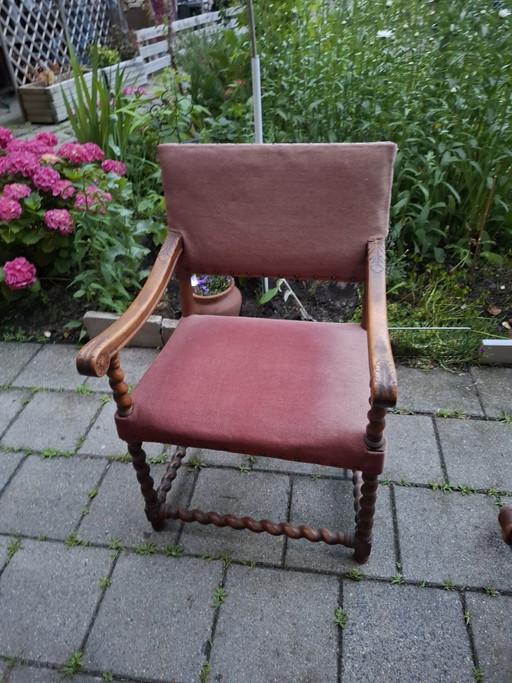 Poltrona in rovere in stile Luigi XIII – fauteuils, Textile, Wood