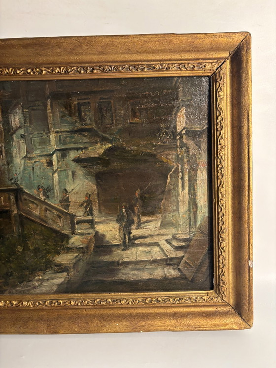 Oil Painting on Board of Soldiers in an Urban Landscape Late 1800s – Paintings & Drawings (photo 6 of 12)