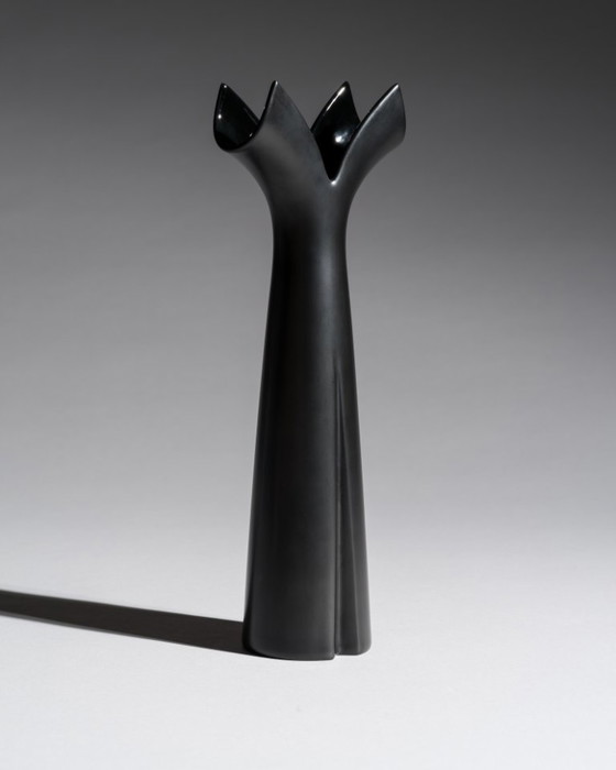 Image 1 of Lino Sabattini Rosenthal "Pianta" Porcelaine Noire Chic Portacandele Duo e Vaso