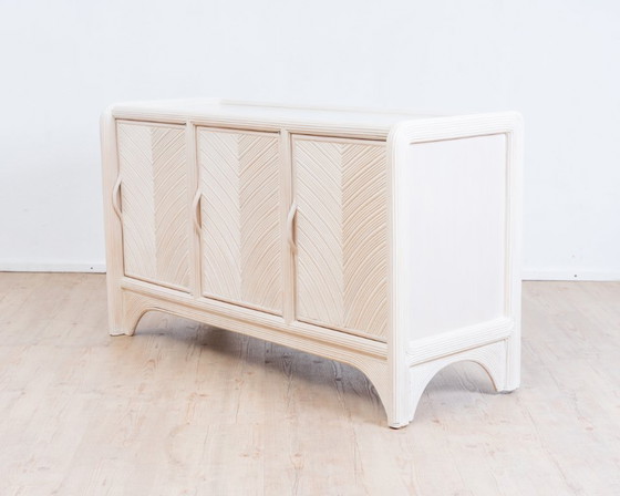 Image 1 of Mid-Century Sideboard Pencil Reed / Reed Rods, Coastal Design 80s.
