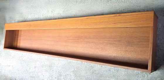 Image 1 of Danish Extra Long Floating Teak Sideboard / Wall Shelf with Lights, 1960s