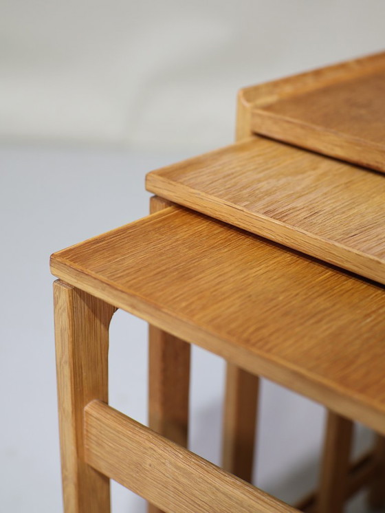 Image 1 of Nesting tables oak side tables Danish vintage