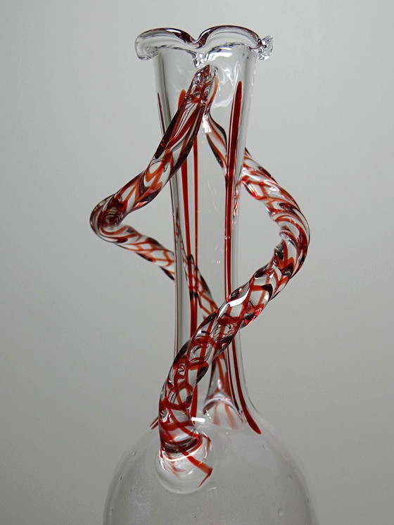 Image 1 of Vase soliflore verre soufflé Vénitien Murano vintage 50-60 Filigrana/Zanfirico