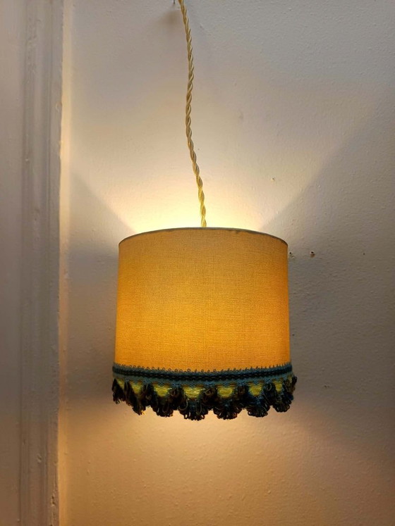 2x Art Deco Handleuchten, Wandleuchten, Stoff, Blau (Foto 3 von 8)