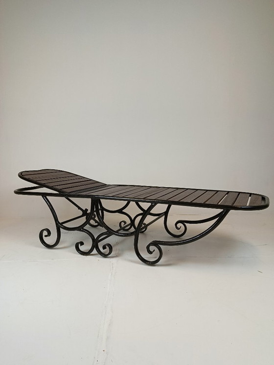 Image 1 of Bellissimo lettino da giardino antico in ferro battuto (italiano)