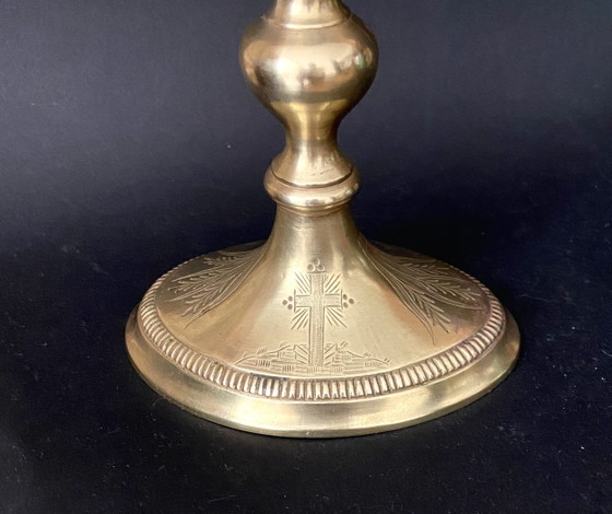19e-eeuws Vera Cruz Reliekkruis – Relikwie van het Ware Kruis – Decoratieve objecten, Brass, Glass (photo 7 of 9)