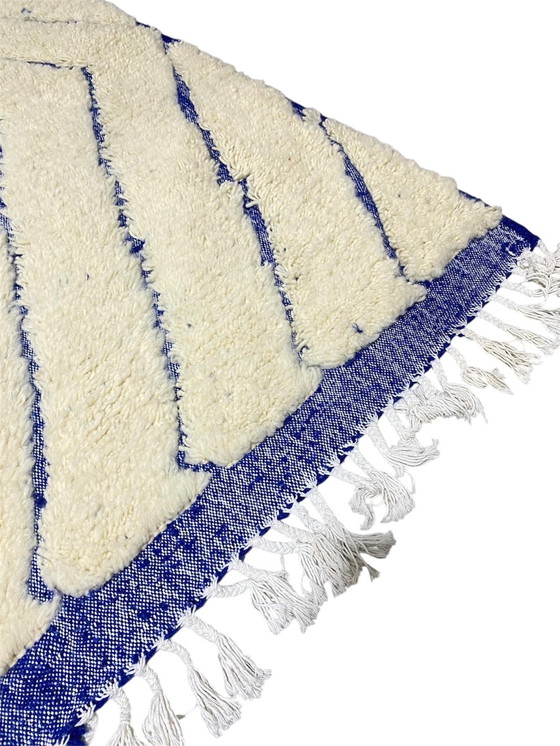 Image 1 of Handgeknüpfter Berberteppich – 300 x 200 cm – Wolle aus dem Atlasgebirge – Rautenmuster in Indigo