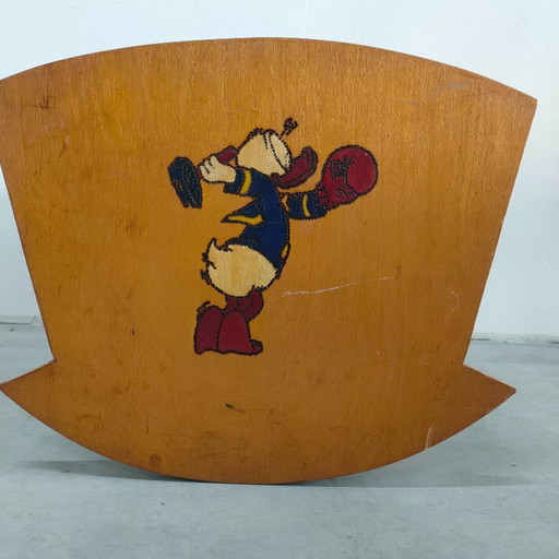 Caja de almacenamiento de madera única de estilo vintage con diseño de Pato Donald, hecha a mano (años 50/60). (photo 2 of 8)