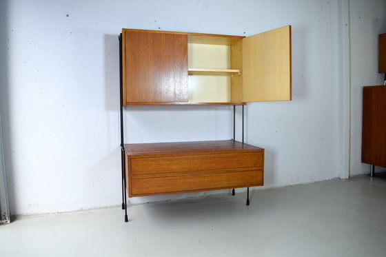 Image 1 of 1960s Omnia Teak Shelving System Vintage String Shelf Cabinet