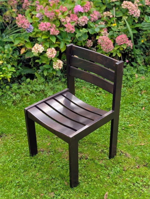 16 X Donker Bruine, Massief Houten Stoelen – eetkamerstoelen, Wood (photo 2 of 5)