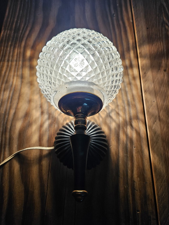 Image 1 of Vintage Wall Lamp with Crystal Glass