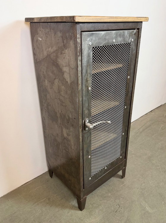 Image 1 of Industrial Iron Cabinet with Mesh Door, 1960s