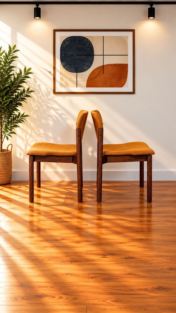 6 sedie da pranzo vintage Kush+co design scandinavo, Tessile, Legno, Marrone (foto 8 di 10)