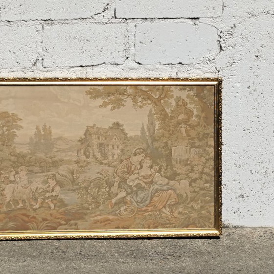 Image 1 of Large French Tapestry (Gobelin) -1950s-Traditional Spring Scene - Rococo Style
