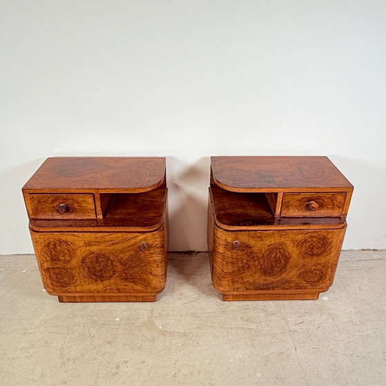 Image 1 of Set of Art Deco bedside tables with Bakelite handles