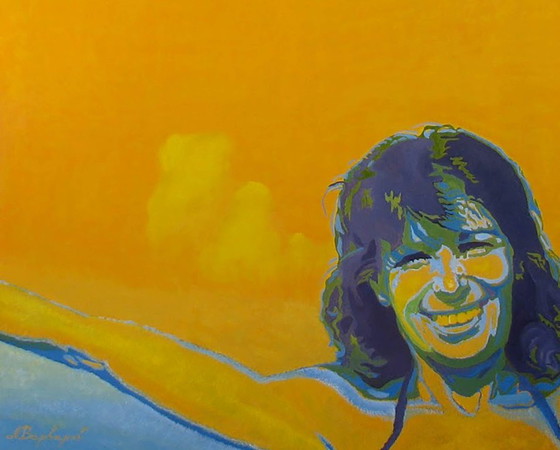 Original Oil Painting Contemporary Art Woman Higher Than Clouds – Paintings & Drawings, Canvas (photo 6 of 7)