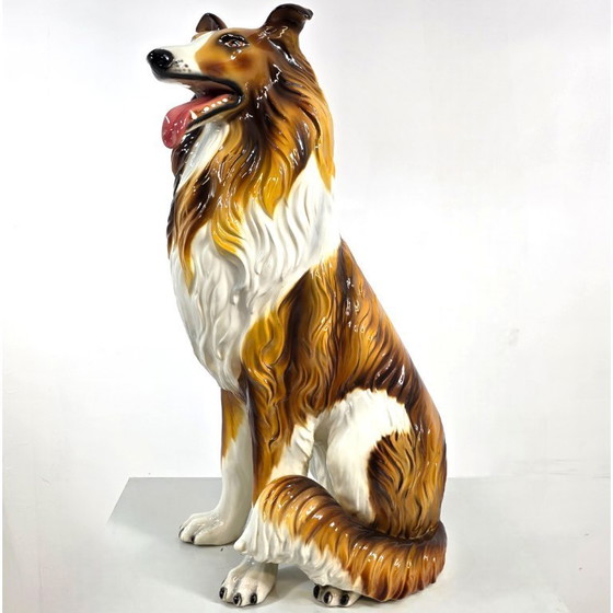 Image 1 of Figura de perro Collie de porcelana italiana, década de 1970, mediados de siglo.