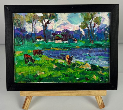 Green Meadows and a Lake