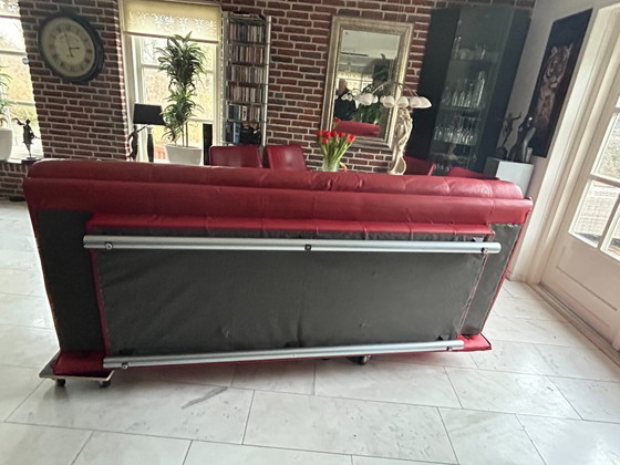 Rolf Benz 6500 Driezitsbank Rood Leer – 3-5 zitsbanken, Leather, rvs (photo 11 of 15)