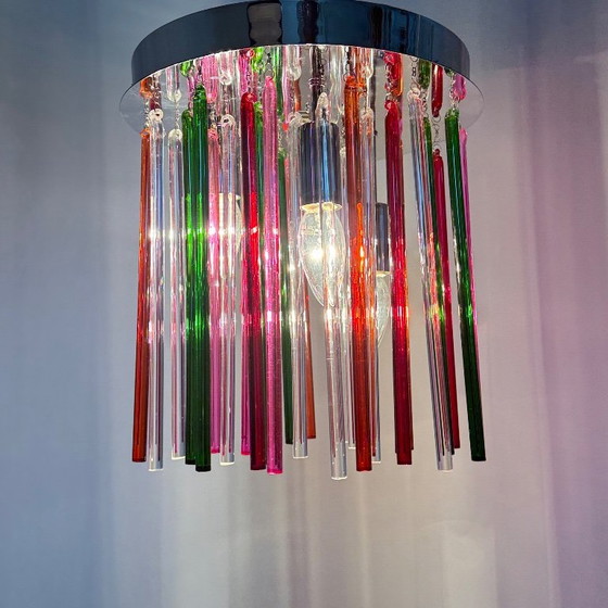 Plafón moderno con tubos de cristal de colores, Plafones, Vidrio, Cromo, Rojo, Vintage (foto 7 de 15)