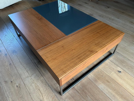 Coffee Table Walnut veneer/Glass Anthracite grey/Chrome - Bo Concept