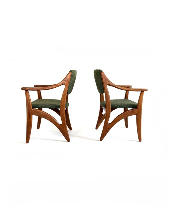 2x Poltrone danesi scultoree, Anni '70 – Wood, Textile (photo 4 of 10)