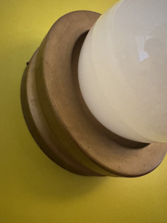 Image 1 of Kugellampe Opalinbasis vergoldet 70er Jahre