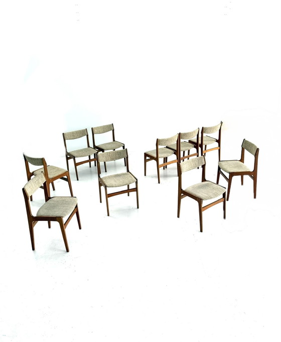 Set di 10 sedie da pranzo vintage, Erik Buch '60 – Wood, Textile (photo 8 of 13)