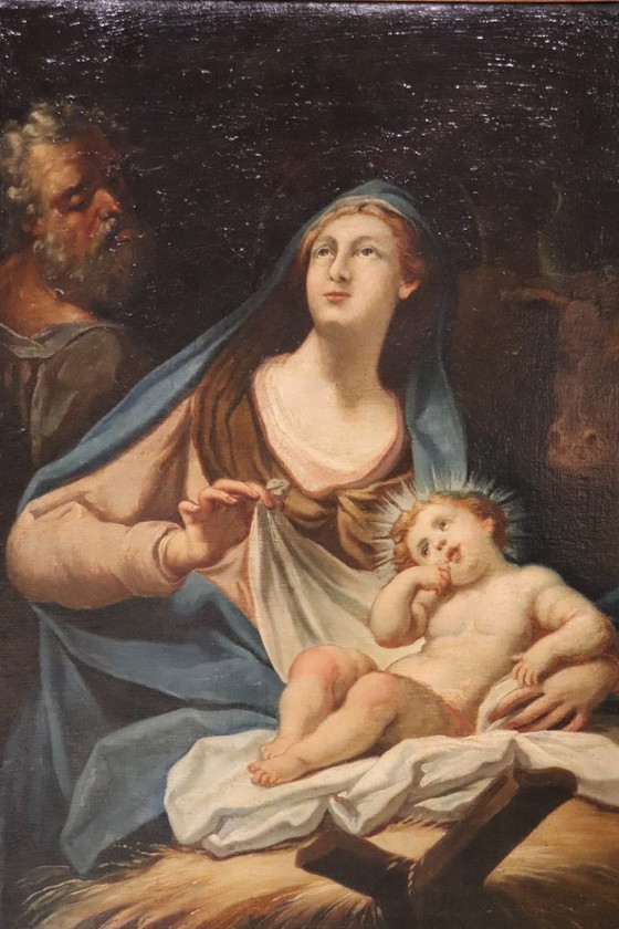 Image 1 of Sainte Famille, peinture à l'huile sur toile, école italienne du XVIIIe siècle