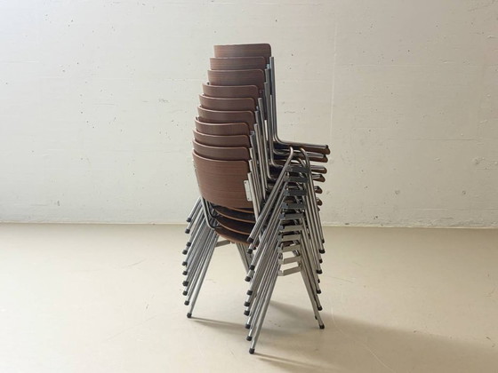 Image 1 of 6 vintage stapelstoelen met chromen frame, jaren 70