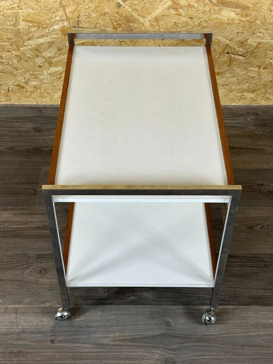 Image 1 of 60s 70s serving trolley dinette in teak & chrome Danish Modern Design