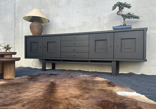 XL design black stained oak brutalist sideboard - De Coene