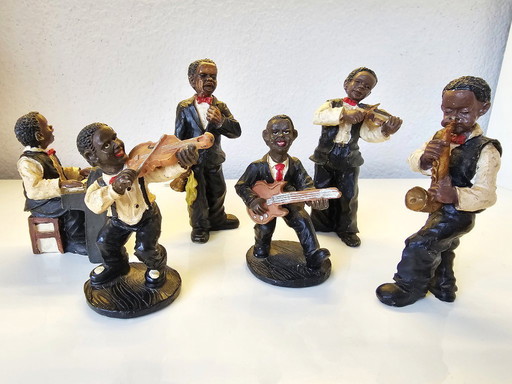 6x Scultura Musicista Jazz Band 1950s
