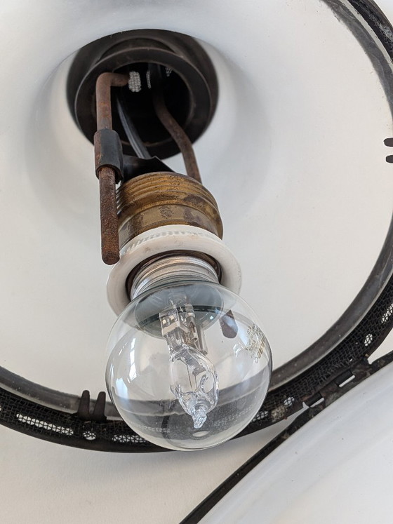 Image 1 of Paire de suspensions vintage style « Luzette » – Bauhaus / Art déco français – Recâblées