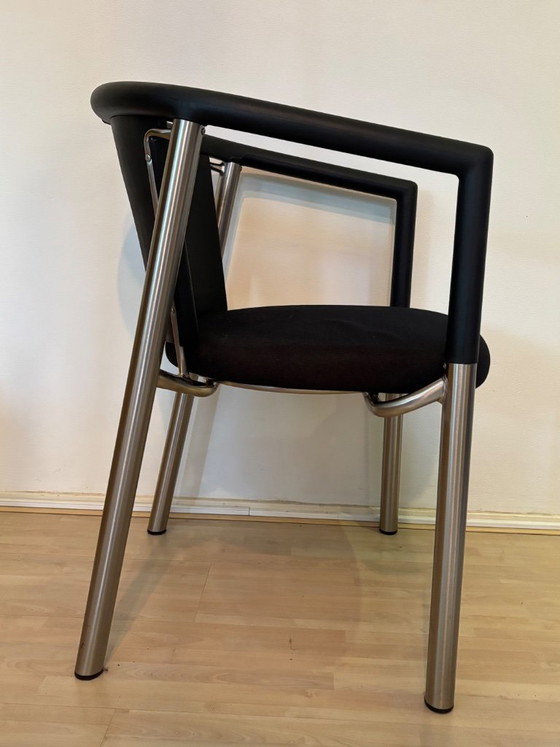 Flexform design stoel, Zwart met geborsteld staal. – Vergaderstoel, Plastic (photo 9 of 11)