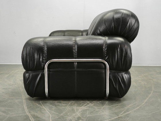 Image 1 of 1970s Italian Two-Seat Sofa by Adriano Piazzesi in Chrome and Leatherette