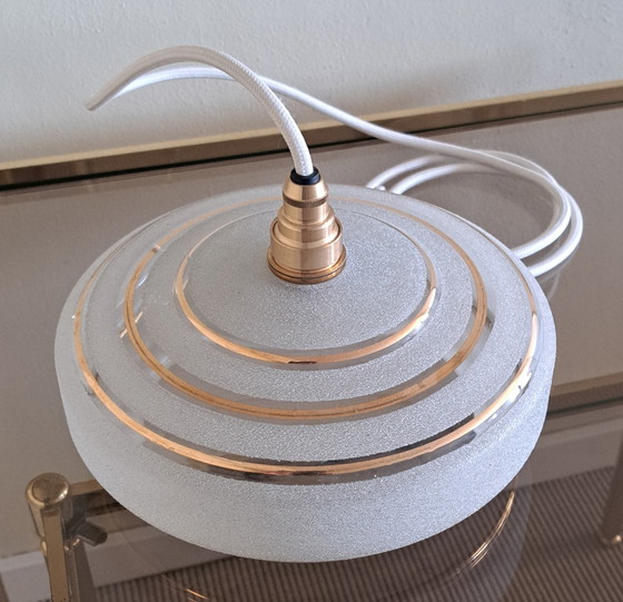 Image 1 of Vintage glass pendant lamp with new wiring