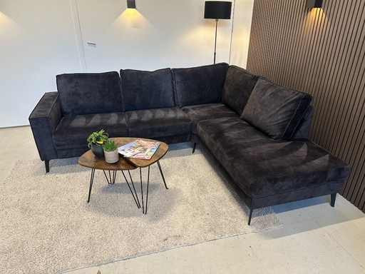Black velvet corner sofa 250x210 cm