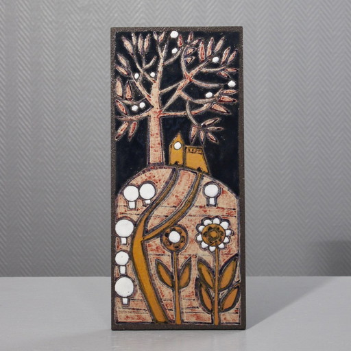 Plaque murale vintage lave émaillée 1950s Jean Jaffeux