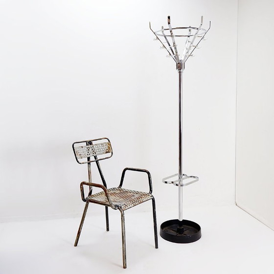 Image 1 of Vintage chrome-plated coat rack with umbrella stand