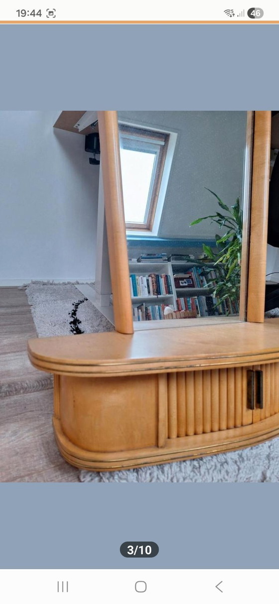 Image 1 of Vintage houten kaptafel met spiegel 