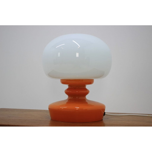 Lámpara de mesa vintage de cristal naranja, años 70