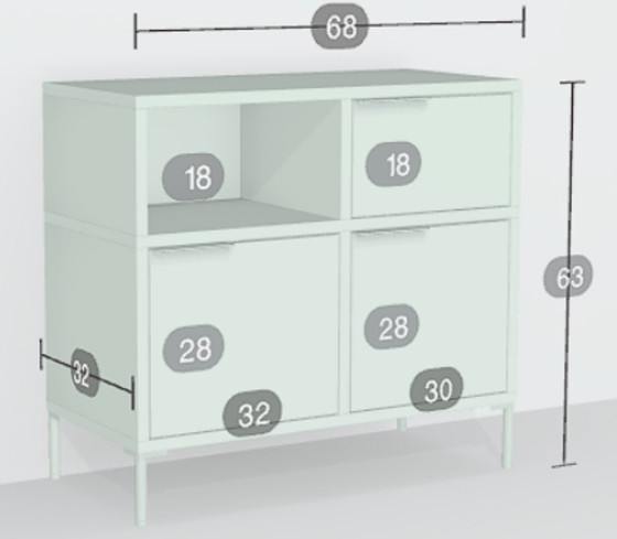 Image 1 of Tylko Sideboard in Grün mit drei Schubladen
