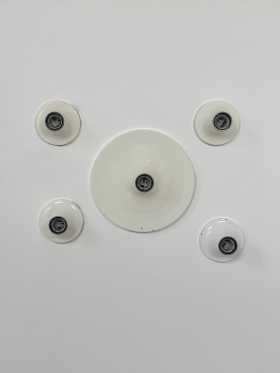 Image 1 of Set di 5 applique vintage, metallo laccato bianco, Germania, 1970